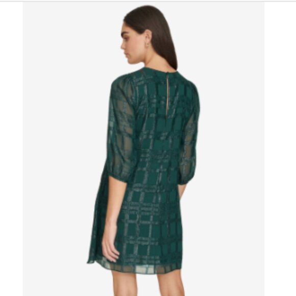 Calvin Klein Glitter Chiffon Dress Women's Dress Malachite : 2, Chiffon/Polyeste - Picture 2 of 4